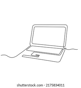 one line laptop minimal illustration. Line art notebook drawing design