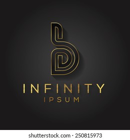 One line letter symbol. Vector illustration.