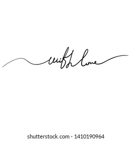One line lettering - Love. Beautiful tangled divider shape. Vector hand drawn scribble illustration - isolated