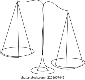 One Line Libra Symbol. Weight Balance Symbol. Vector Illustration.