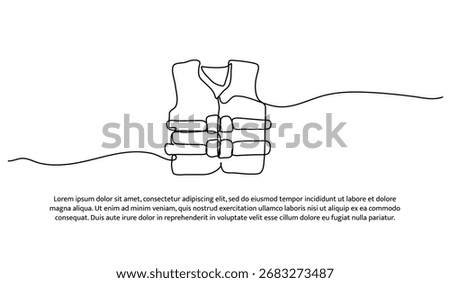 One line of life jacket. Abstract minimal continuous line.