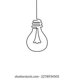 One line light bulb lamp art. Continuous single line idea, creative, energy concept bulb. Brainstorm, business solution design concept. Vector illustration.