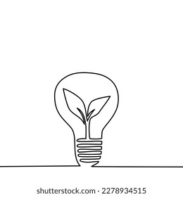 Imagen de lámpara de bombilla de una línea. Idea continua de una sola línea, creativa, lámpara de concepto de energía. Brainstorm, concepto de diseño de soluciones empresariales. Ilustración vectorial.