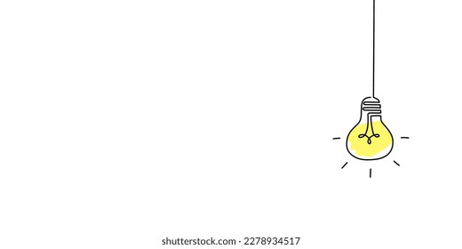 One line light bulb lamp art. Continuous single line idea, creative, energy concept bulb. Brainstorm, business solution design concept. Vector illustration.
