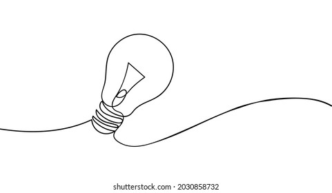 One Line Light Bulb. Vector Illustration.