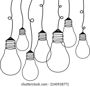 One line light bulbs, bulb line drawing