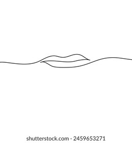 one line lips drawing isolated on white background vector illustration.