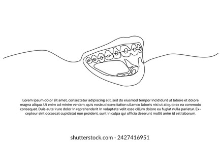 Los labios de una línea dibujan el dibujo del póster con el marco. Decoración de pared de línea continua mínima abstracta.