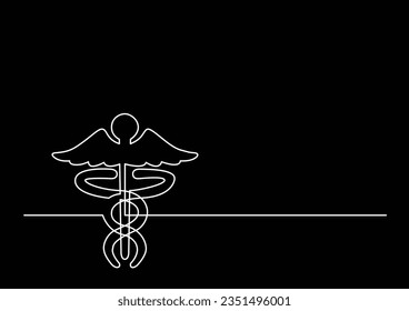 diseño de logo de una línea de caduceus como símbolo de medicina