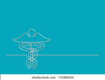 one line logo design of caduceus as a symbol of medicine