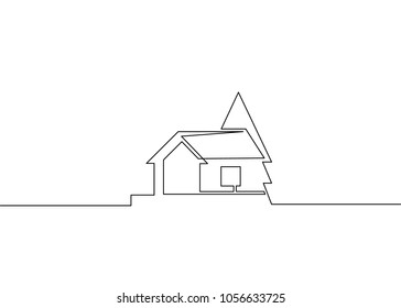 one line logo design of real estate house market agency