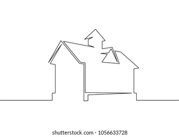 one line logo design of real estate house market agency
