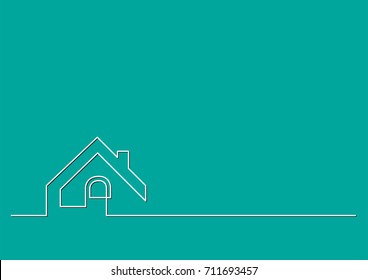 one line logo design of real estate house market agency