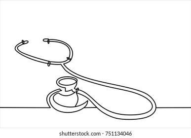 one line logo design of stethoscope