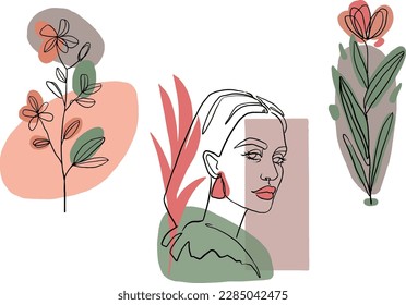 one line logo flower woman