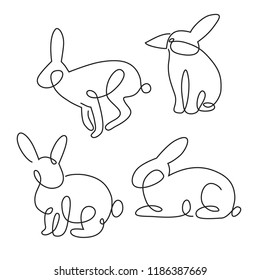 one line logo rabbit