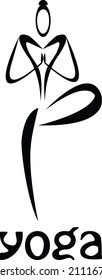 One Line Logo Yoga Stehende vrikshasana Posenlinie Kunst. Gesundheitsmedizin Beruhigung Workout Lotus Aktiver Frieden