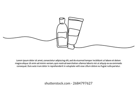One line of lotion. Abstract minimal continuous line.