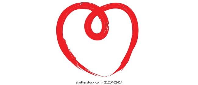 One line love  heart symbol. Brush stroke. Vector illustration.