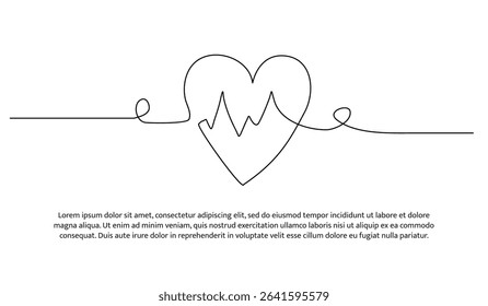 One line love symbol in medical. Abstract minimal continuous line.