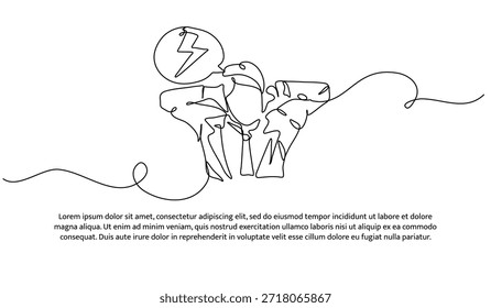 Una línea de un hombre que experimenta depresión mental. Línea Abstractas mínima aislada sobre fondo blanco.