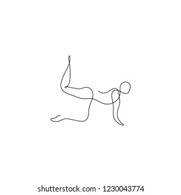 One line man practicing yoga. Healthy lifestyle concept design. Hand drawn vector illsutration