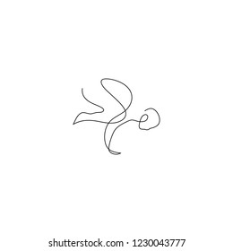 One line man practicing yoga. Healthy lifestyle concept design. Hand drawn vector illsutration
