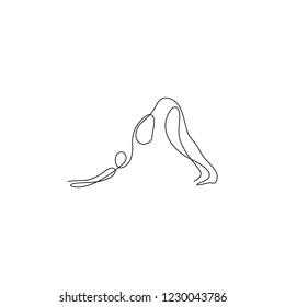 One line man practicing yoga. Healthy lifestyle concept design. Hand drawn vector illsutration