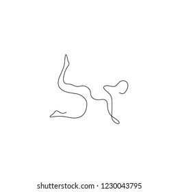 One line man practicing yoga. Healthy lifestyle concept design. Hand drawn vector illsutration