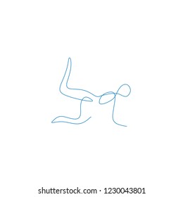 One line man practicing yoga. Healthy lifestyle concept design. Hand drawn vector illsutration