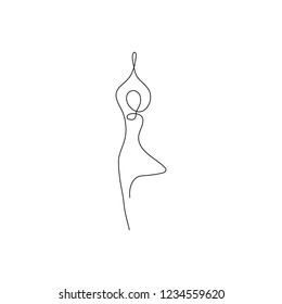 Un hombre de línea practicando yoga. Diseño de concepto de estilo de vida saludable. Ilustración de Vector dibujado a mano