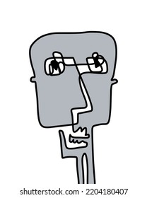 Una línea significa retrato ilustraciones dibujadas a mano en estilo abstracto de dibujos animados