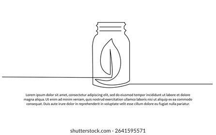 One line medicine in a bottle. Abstract minimal continuous line.