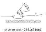 One line of megaphone. Abstract minimal continuous line.