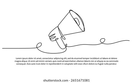 One line of megaphone. Abstract minimal continuous line.