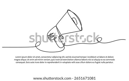 One line of megaphone. Abstract minimal continuous line.
