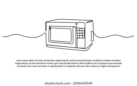 One line of microwave. Abstract minimal continuous line isolated on white background.