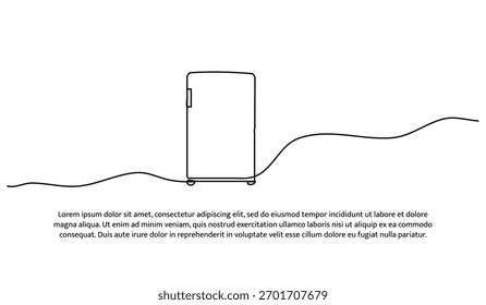 One line of mini refrigerator. Abstract minimal continuous line isolated on white background.