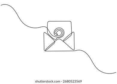 One line minimalist drawing of envelope symbol
