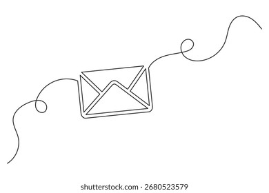 Desenho minimalista de uma linha do símbolo de envelope
