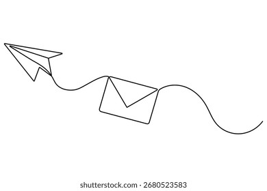 Dibujo minimalista de una línea de símbolo de sobre
