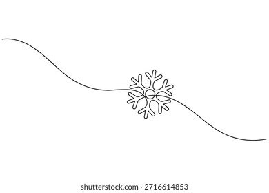 One Line Minimalist Snowflake Vector Illustration for Seasonal Branding and Decor