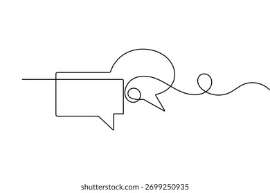 Dibujo minimalista de una línea de la burbuja del discurso con diseño aislado simple de la Ilustración vectorial del contorno