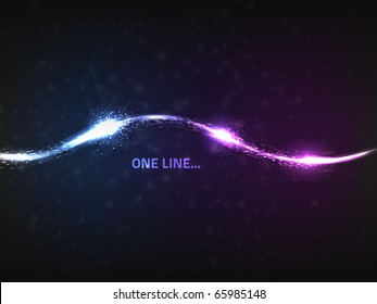 One line minimalistic concept for your design. Contains shiny energy particles and bright lights.