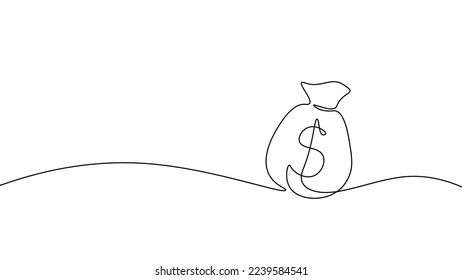 One line money wallet. Online market trade concept. Hand drawn sketch continuous line. E-commerce finance banking profit system icon vector illustration