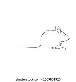 One line mouse head design silhouette. Logo design. Hand drawn minimalism style vector illustration.