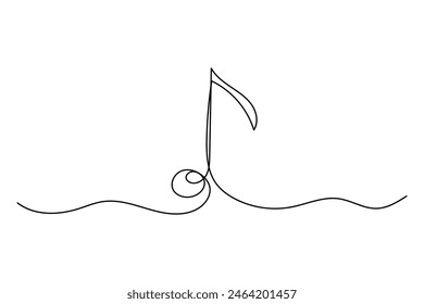 Una nota musical de línea. Esbozo de Vector continuo. Símbolo de concierto clásico.