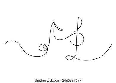 Nota musical de una línea y clave de agudos. Esbozo de Vector continuo.