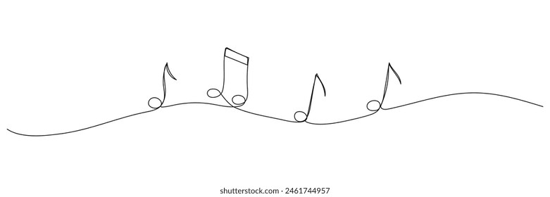 One line musical notes. Outline continuous vector sketch. Symbol of classic concert.