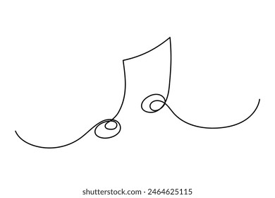 One line musical notes sketch. Outline continuous vector illustration.